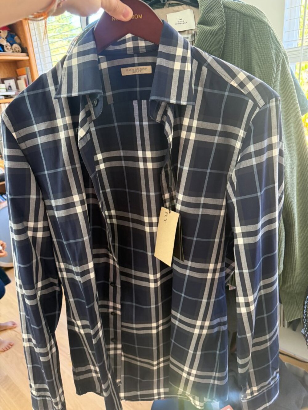 Burberry Brit Navy Check Button-Down Shirt Men's S NEW with Tags 100% Cotton
